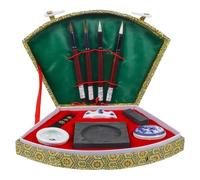 ERINGOGO Kit de Calligraphie Chinoise pour Garçon Fille Débutants, Pinceau | Ensemble de Calligraphie Chinoise, Boîte de Rangement, 4 Pinceaux, 2 Pierres Céramiques, Tissu Couleur Aléatoire