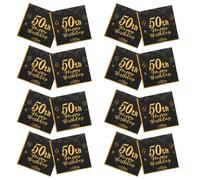 ERINGOGO Lot de 20 Serviettes de Cocktail en Papier Noires et Dorées pour Anniversaires et Réceptions Festives