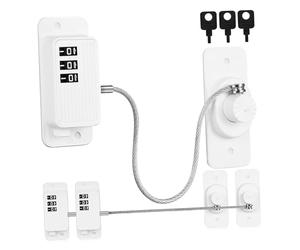 ERINGOGO Lot de 3 Verrous de Sécurité pour Fenêtres et Réfrigérateur en Abs Bande Adhésive, Design Codé sans Clé, pour Protection Domestique