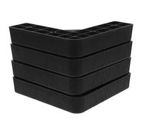 ERINGOGO Plastique Rehausseurs de Meubles Pieds en L 4 Pièces, Noirs | Lit, pour Machine à Laver et Réfrigérateur, Légers, Protègent le Sol, Gain de Rangement