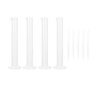 ERINGOGO Set de 9 Pièces et 5 Compte-gouttes de 3 Ml avec 4 Cylindres Gradués en Plastique de 100 Ml pour Mesure Précise de Liquides en Laboratoire Cuisine