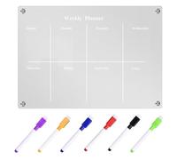 ERINGOGO Tableau Blanc avec Feutres Effaçables à Sec pour Réfrigérateur Magnétique Acrylique Facile à Utiliser pour Notes et Planning Hebdomadaire, pour Armoires en Fer
