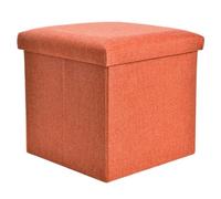 ERINGOGO Tabouret de Rangement Pliable en Coton Lin Orange pour Chaussures | Assise D’appoint et Repose-pieds, Format Compact pour Appartements, Chambre D’garçon Fille, Objets Discrets
