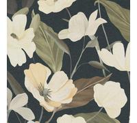 Erismann Fairy Blossom 10508-15 Papier peint texturé en vinyle Motif floral Crème/noir - Papier peint pour chambre à coucher, salon, couloir, cuisine