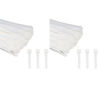ERKO 100 pièces d'attaches de câble professionnelles 400 x 4,8 mm Poignée d'attache de câble couleur blanc, résistante à la température (Lot de 2)