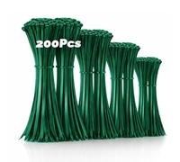 ERKO Lot de 200 serre-câbles verts - 100/150/200/300 mm (50 pièces chacun) - Nylon PA66 résistant aux UV - Assortiment pour gestion des câbles, jardin, maison et atelier