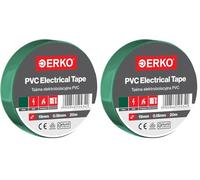 ERKO Ruban adhésif isolant électrique Jaune-vert 19mm x 20m PVC - Réparation de câbles électriques - Très flexible avec une forte adhérence - Résistant aux produits chimiques (Lot de 2)