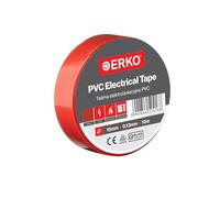 ERKO Ruban adhésif isolant électrique PVC 15mm x 10m Rouge - Réparation de câbles électriques - Très flexible avec une forte adhérence - Résistant aux produits chimiques