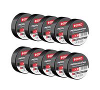 ERKO Ruban Isolant Électrique PVC 15mm x 10m, 10pcs, Noir, Chatterton