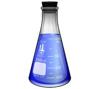 Erlenmeyer Flasque Erlenmeyer à ouverture étroite avec bouchon en caoutchouc, verre borosilicate 3.3, Karter Scientific (simple)