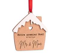 ERNESTINE - Boule de Noël personnalisée Couple - Boule de noël Famille et Couple Homme et Femme - décoration Noël Original et Unique - idée Cadeau personnalisé - Boule Sapin en Bois