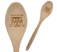 ERNESTINE - Cuillère en Bois Personnalisée pour Papa - Cadeau Cuisine Anniversaire Noël Fête des Pères - Ustensile Naturel Gravé - Spatule