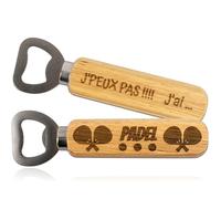 ERNESTINE - Décapsuleur Padel en Bois Gravé Recto Verso - Cadeau Sport Original, Ouvre-Bouteille Apéro, Papa, Papi, Parrain, Tonton, Anniversaire, Noël - Décapsuleur Padel homme cadeau sport tennis