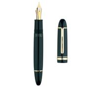 Erofa Majohn P141 Stylo-plume à piston NO.8 à pointe fine, résine verte avec fenêtre d'encre, stylo cadeau d'écriture avec boîte, finition dorée