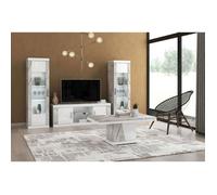 EROS - Ensemble Salon Table Basse + Meuble TV + Vitrines 1 Porte Eclairage Led intégré