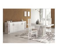 EROS - Ensemble Séjour Table Repas + Buffet 4 Portes Eclairage Led intégré