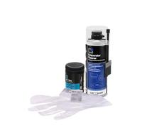 Errecom Kit nettoyage climatisation, contient Evaporator Cleaner PRO nettoyant pour climatiseur avec brosse distributrice poils durs, A/C Tabs 40 tablettes pour climatiseur à action prolongée, gants