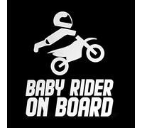 Erreinge Rider Autocollant Bébé à bord blanc Schriftzug Pvc Pour Motocross Moto Scooter Vespa Casque de vélo - 12 cm