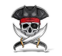 erreinge Sticker Skull Pirate en Forme adhésif Autocollant pour PVC Peint Auto Moto Casque Camper pour Ordinateur Portable - 35 cm