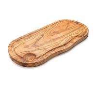Erreke Planche en Bois d'Olivier Naturel avec Rainure, 39 x 18 cm, Élégant | Planche Bois Cuisine. Artisanale avec Rainure à Jus. Servir et Découper Viande Fromages Pain. Style Méditerranéen. Résistant