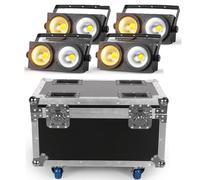 Erreyht 4PCS 200W COB Par avec Flightcase, Blanc Froid/Chaud Blinder Theatre Par LED, Eclairage Scene COB Effets avec D MX 8CH, Lumiere Scene pour église Mariage éclairage public Fête Halloween Noël