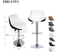 ERROLVES® Chaise de bar en forme cuillère, 2pcs tabouret pour cuisine, Siege doux 46*32cm en PU, Blanc et Noir