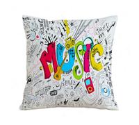ERRTU Housse de Coussin 45x45 cm,Musique, Pop Art, Style Doodle, arrière-Plan Musical avec des Instruments, Illustrat,Housse Coussin Exterieur,Motif Décoratif Taie d'oreiller,Coussin Decoratif Canape