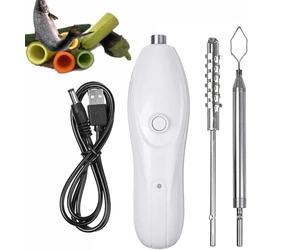 ERSDM Vide-légumes, vide-courgettes électrique sans fil portable, vide-fruits avec 2 têtes de coupe, grattoir électrique en acier inoxydable 30 W, rechargeable