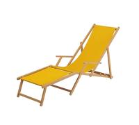 Erst-Holz Chaise Longue de Jardin Jaune Pliante avec Repose-Pieds, Table, Oreiller 10-302NFTKD