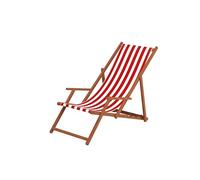 Erst-Holz Chaise Longue Rayures Rouge et Blanc, chilienne, Bain de Soleil Pliant, mobilier de Jardin 10-314