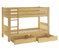 Erst-Holz® Huit variantes de lit superposé élégant divisible 90x200 en pin massif V-60.12-09Ni100Lattes en bois rigides et 2 ensembles de tiroirs