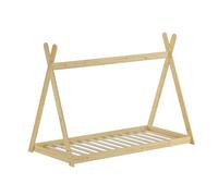 Erst-Holz® Lit bas tipi pour enfant, 90 x 200 cm, en pin laqué naturel, accessoires au choix, V-60.27-09, sommier à roulettes avec