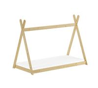 Erst-Holz® Lit bas tipi pour enfant, en bois, 90 x 200 cm, en pin naturel laqué, accessoires au choix, V-60.27-09, sommier à roulettes et matelas avec