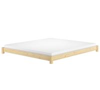 Erst-Holz® Lit de sol bas, lit double, en bois massif, lit king size, 200 x 200 cm, en pin massif, V-60.51-200 cm, sommier à roulettes et matelas avec