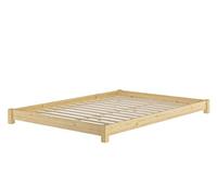 Erst-Holz® Lit de sol futon plat, 160 x 200 cm, en pin massif, V-60.51-16, sommier à roulettes avec