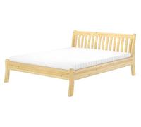 Erst-Holz® Lit double moderne 160 x 200 cm en pin massif, pieds incurvés, accessoires au choix, sommier à roulettes V-60.61-16 et matelas avec