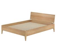 Erst-Holz® Lit double sans métal en bois de hêtre - Pieds coniques 160 x 200 cm - Avec accessoires au choix V-60.94-16 - Sommier à roulettes avec