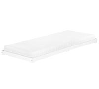 Erst-Holz® Lit en bois massif blanc extra bas, extra long, 100 x 220 cm, avec sommier à roulettes V-60.47W-10-220 et matelas avec