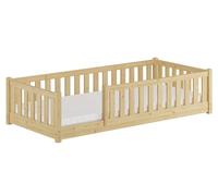 Erst-Holz® Lit pour enfant, en bois, 90 x 200 cm, avec sécurité complète, en pin naturel laqué, V-60.77-09, sommier à roulettes et matelas avec