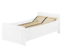 Erst-Holz® Lit simple blanc extra haut 100 x 200 cm Accessoires au choix V-60.42W-100 Cadre en bois à ressorts avec