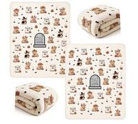 ERUGWHNK Plaid en Flanelle Motif Vache des Highlands pour Halloween 130x150cm, fantômes, citrouilles et Chauves-Souris, Polaire Douce et pelucheuse, pour canapé ou lit, Chaleur Toutes saiso