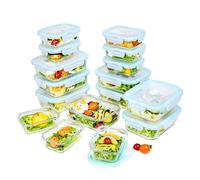 ERUIV Frischhaltedosen Glas mit Deckel 32 Stück (16 Behälter+16 Deckel)-Glasbehälter mit Deckel Mikrowelle, Spülmaschinen & Gefrierschrankfreundlich - Meal Prep Boxen Glasdose mit Deckel Lunchbox Glas
