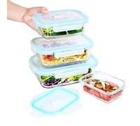 ERUIV Récipient en Verre avec clips de Fermeture pour Conservation Alimentaire,4 récipient, 370 ml, 640 ml, 1040 ml, 1520 ml chacun étanche, Boite Verre Hermetique Alimentaire, Fabriquée Sans BPA
