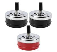 Ervoxo 3 PCS Cendrier pivotant en chrome Tournant Cendrier à vent avec Poussoir Coupe-vent pour intérieur et extérieur Noir,Moderne