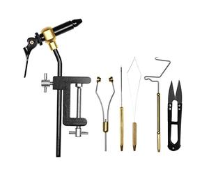 ERYUE Outil Multi-Fonction, 6 pièces Outils de Montage de Mouches Kit combiné étau de Montage de Mouches Porte-canette enfileur Aiguille Fouet Finition Ciseaux