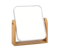 Esayendder Miroir de bureau, miroir grossissant 1X/3X double face pour bureau, petit miroir rabattable à 360°, miroir de courtoisie, miroir de maquillage, avec support en bambou naturel