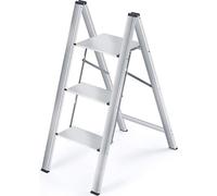 Escabeau 3 marches - Aluminium Escabeau pliant Portable Marchepied fin Antidérapant Sécurité - Escabeau pliant Escabeau domestique pliable pour - Argent