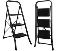 Escabeau 3 Marches Antidérapants Échelles Pliable Marche Pied Pliante 3-level Max 150kg Acier Robust Intérieur