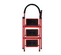 Escabeau 3 Marches, Pliable en Acier Solide et Stable - Marche Pied Pliable, Charge 150 kg - Plateforme de Travail, Antidérapante et Confortable 104 x 57 x 41,5 cm - 3 marches (Rouge)