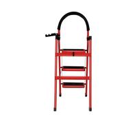Escabeau 3 Marches Pliable-Marche Pied Antidérapant-Petit Escabeau Léger et Portable-Échelle de Bricolage Compacte pour Maison et Jardin-(C) 104 x 57 x 41,5 cm - 3 étapes (Rouge)